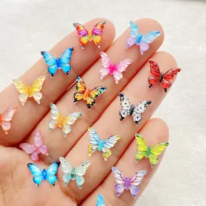 60/100 Pieces Colorful Resin Mini Nail Butterfly Cabochon Butterfly Charms Scrapbook Hair Accessories Decoration Hair Clips Decoration Accessories, Jewelry Making, and Christmas Craft Decoration