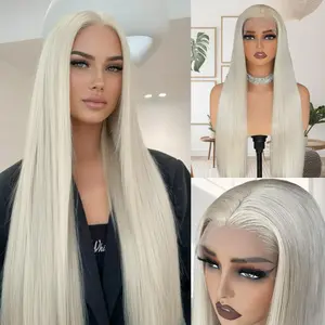 Mscathy Platinum Blonde Straight Lace Front Wigs 5x5 UHD Transparent Lace Front Breathable Hair Pre Plucked 200% Density Lace Front Wigs With Baby Hair for Women