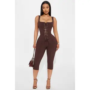 Carina Snatched Pant Set - Chocolate