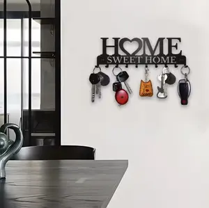 1pc Black Metal Keys Holder Wall Mount Key Holder Sweet Home Design Style Key Rack for Key Hanger With 10 Hooks