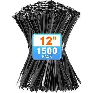 Zip Ties, 1500pcs 12 Inch Self-Locking Nylon Zip Ties, Black Cable Ties with 50lb Tensile Strength, UV Resistant Cable Tie for Indoor and Use