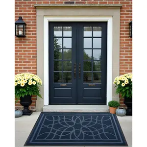 DEXI Front Door Mat Outside Entrance, Heavy Duty Non Slip Low Profile Doormat for Entryway, Trap Dirt and Moisture Welcome Mats, Easy Clean, Patio, Garage