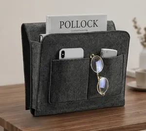 Easy-Install Bedside Caddy Organizer for Laptop and Book Storage, Grey