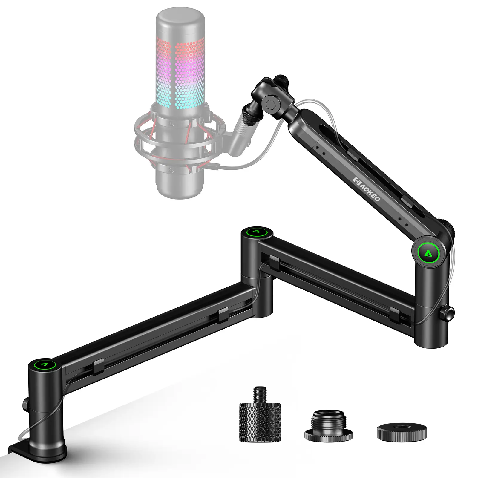Aokeo AK58i Durable Steel Low Profile Boom Arm Microphone Stand with Cable Management, Compatible with Blue Yeti, Snowball iCE, HyperX QuadCast, SoloCast, Elgato Wave for Podcast Recording, Live Streaming