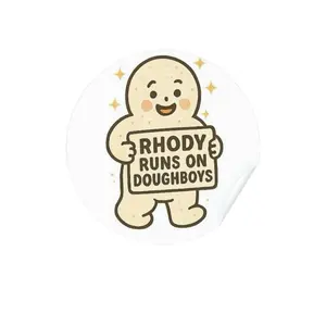 Doughboy Decal - Rhody Runs on Doughboys Sticker with Cute Character Design