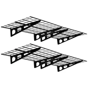 Garage Shelving 2-Pack 2x6ft Heavy Duty Steel Mesh Storage Rack, Floating Wall Mounted Shelves, Garage Organization System, Heavy Load Storage Organizer with Reinforced Load Bearing Design