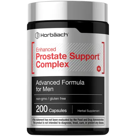 Horbäach Prostate Supplement for Men - 200 Capsules - Enhanced Complex with Saw Palmetto, Pygeum, Stinging Nettle - Non-GMO and Gluten Free
