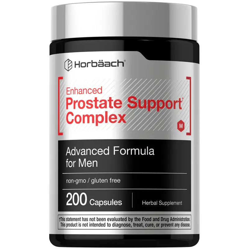 Horbäach Prostate Supplement for Men - 200 Capsules - Enhanced Complex with Saw Palmetto, Pygeum, Stinging Nettle - Non-GMO and Gluten Free