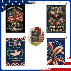 250th Anniversary 4th of July Garden Flags, Multi-Styles Patriotic Independence Day Yard Flags, Double Sided American Flag for Fourth of July Outdoor Decorations, 12.5 x 18.5 Inch