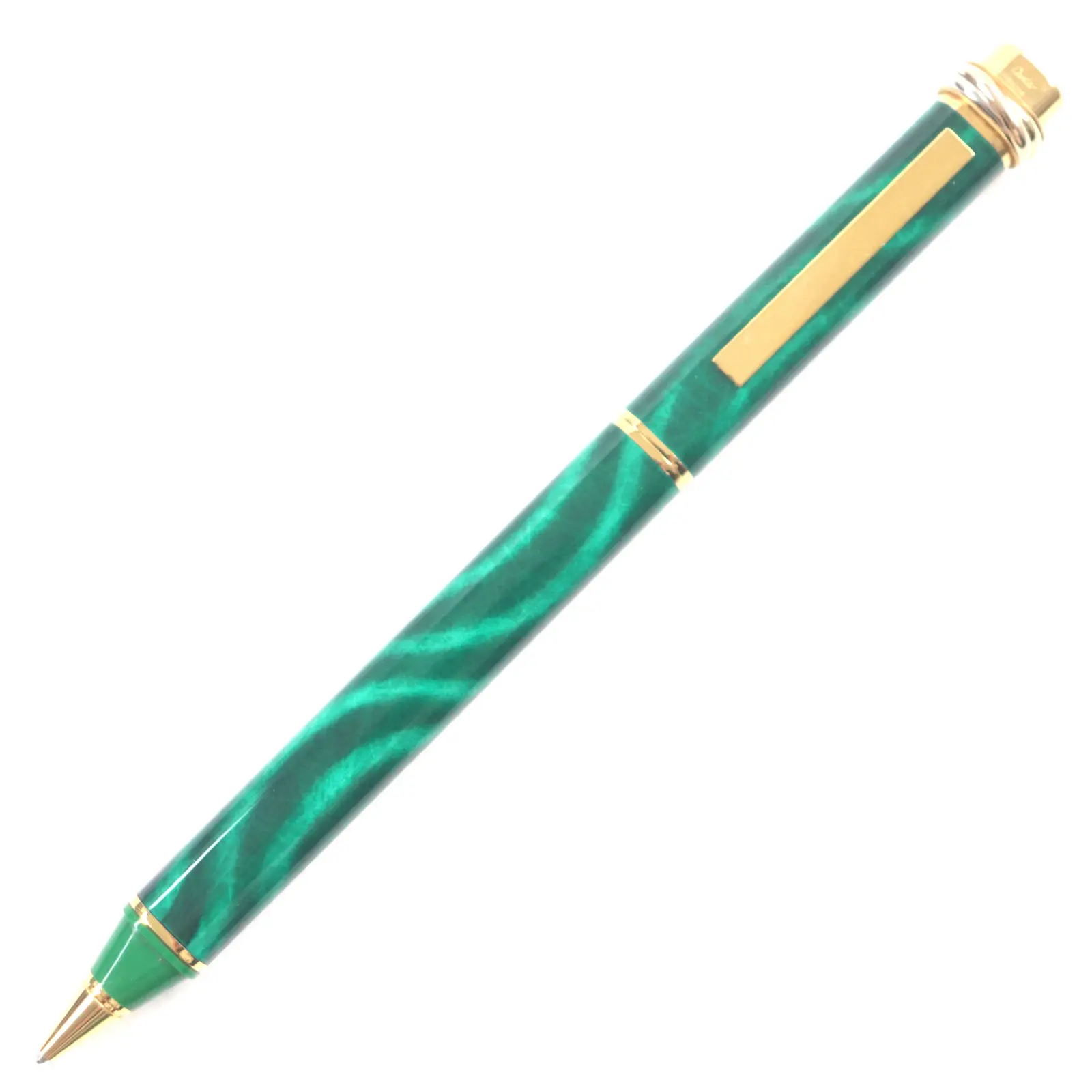 Pre-owned Cartier Others Small Leather Goods Trinity de Malachite Ballpoint Pen