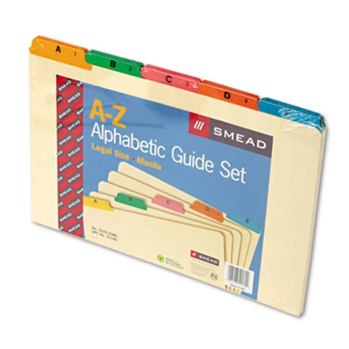 Smead 212 MAIN Indexed Preprinted Recycled Top Tab Guides, Office Equipment Parts, .2 Alphabetical Tabs, Manila-Color Poly, Legal Size, 25-Set for Storage & Top Loader Binders