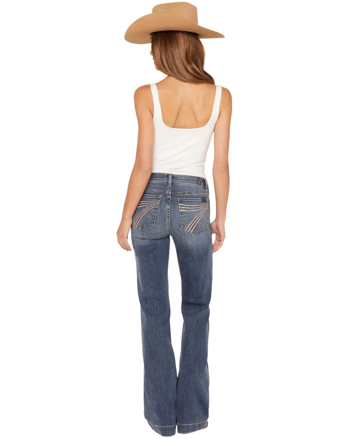 7 For All Mankind Women's Women'S Gale Medium Wash Mid Rise Metallic Pocket - 7U310005-3Nu