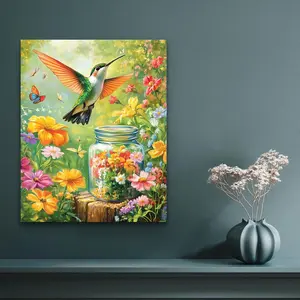 Paint by Numbers Kit for Adults Beginner Hummingbird DIY Painting Kits for Adults Flowers Easy Adult Paint by Number Kits on Canvas Color by Numbers for Gifts Home Wall Decor 16x20 Inch