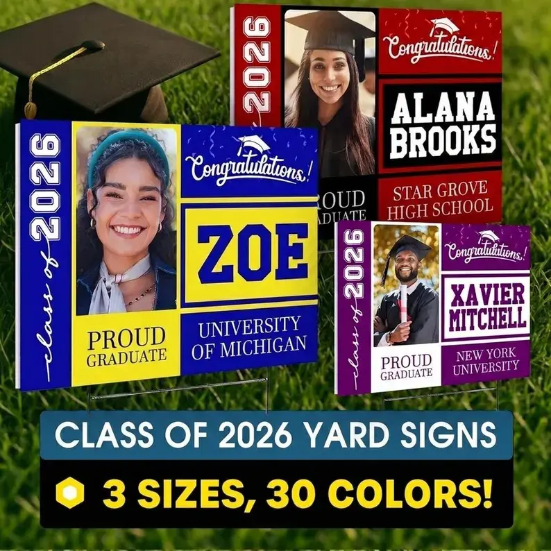 Product Name Personalized Graduation Yard Sign Class of 2026 Custom Photo Lawn Sign
