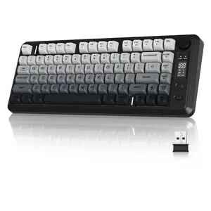 ZIYOU LANG M75 Wireless Gaming Keyboard, RGB Backlit Rechargeable 2000mAh Battery, Small Membrane But Mechanical Feel Keyboard with Smart Display & Knob, PBT Gradient keycaps for PC, MAC qwerty  Keyboard