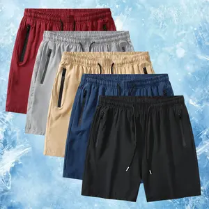 Men's Ultra Light Running Pants 5-piece Set - Summer Sports Quick Drying Breathable Thin Style Solid Color Drawstring Side Zipper Pocket Gym Sports Men's Casual