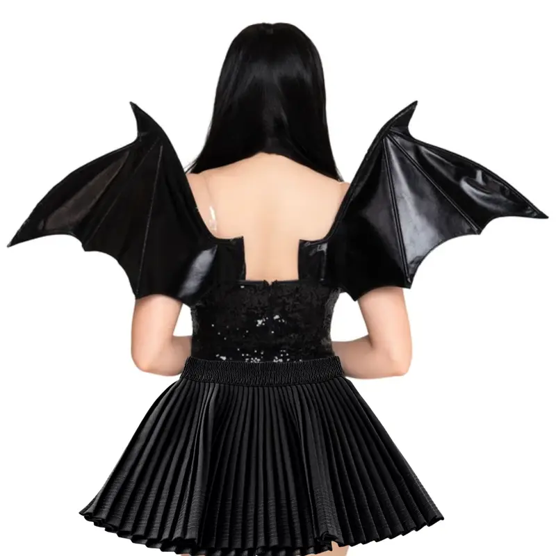 Leg Avenue Women's Halloween Strapless Bat Wing Costume, Wet Look Design