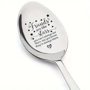 Engraved Stainless Steel Spoon, Mirror Polished Fun Coffee Ice Cream Spoon, Friends Party Birthday Gift, Christmas Present