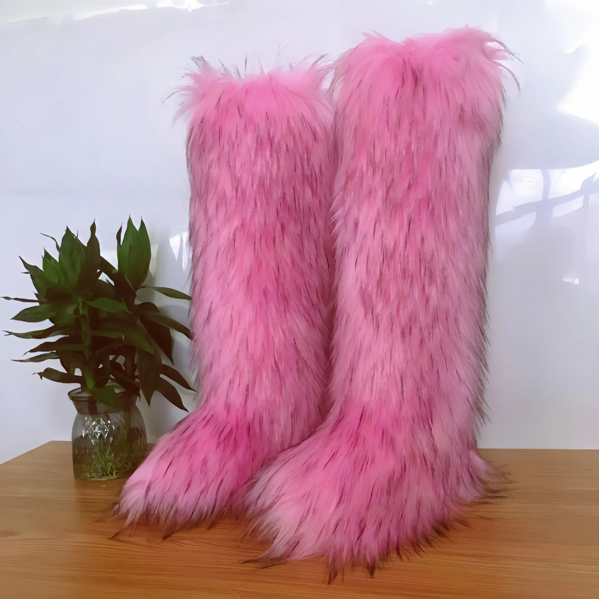 Fashionable Long Tube Snow Boots for Women, New Trend All-match Plain Plush Knee Boots, Y2k Style Fashion Snow Boots for Women, Trending Shoes shaggy boots shaggy boots, Casual Warm Boots