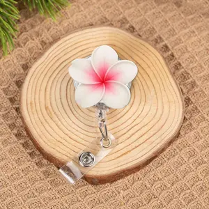Plumeria Flower ID Badge Reel