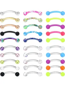 30 Pcs Rook Daith Piercing Jewellery 16G Surgical Steel 6 mm Curved Barbell Eyebrow Rings Helix Tragus Snug Lip Belly Button Piercing Rook Daith Earrings for Men and Women