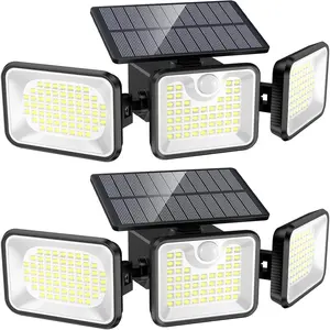 Solar Outdoor Lights, 2 Packs 180 LED 3000LM Solar Motion Sensor Light Outdoor, IP65  Luces Solares para Exteriores with 3 Adjutable  Wide Angle for Outside Garage Yard Patio