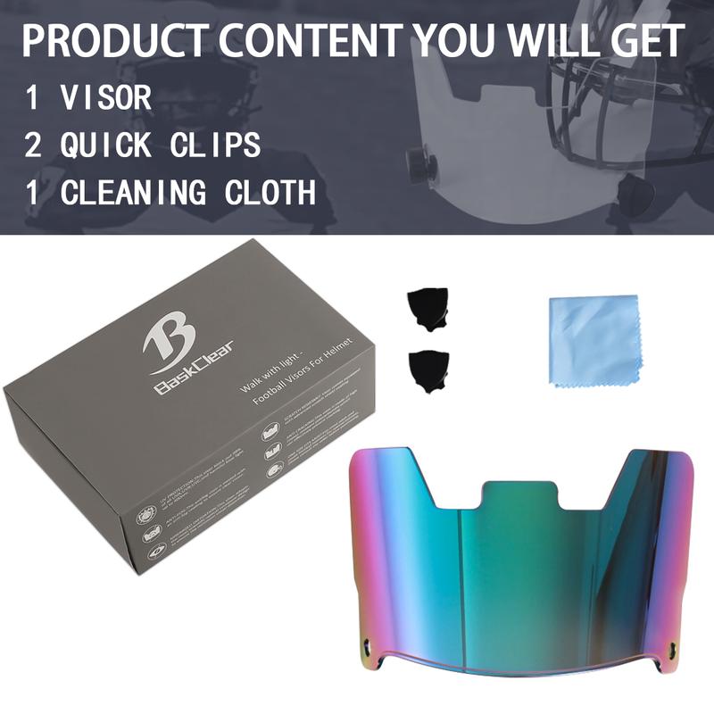 Clear Football Visor,Football Visors for Helmet,Football Helmet Visor Fits Adult & Youth Football Helmets, Anti-Fog, Scratch Resistant Clear Visor Football Face Shield