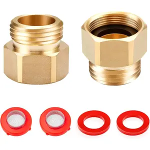 2 Pack  Hose Bib Adapter, 1-1/16" Fine Thread Female x 3/4 GHT Male Backflow Preventer Adapter with Washers for U.S. Standard Arrowhead Hose Bibs & Vacuum Breaker Faucet Fitting