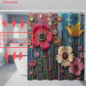 Modern Bathroom Shower Curtain, Easy Install Eyelets, Includes 12 Hooks, Suitable for Modern & Traditional Styles, All-Season Use