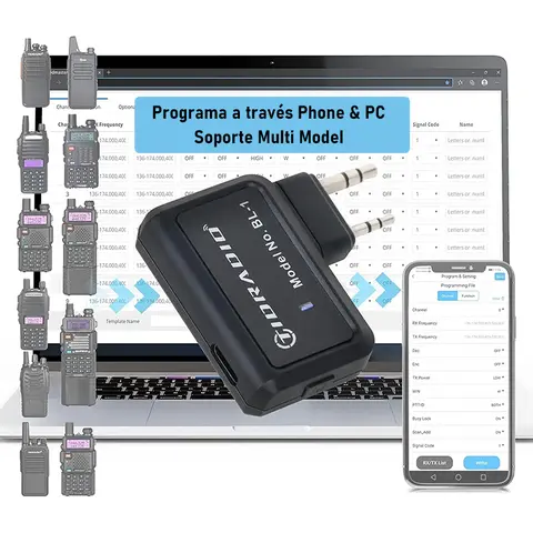 Ansoko Compact Lightweight Walkie Talkie Radio Wireless Programmer - Wireless Bluetooth Device, TD-H3/UV-5R/Jucjet Compatible, Local Mobile Sync, Phone APP & Computer Fast Programming, Charging Cable Replacement, Repeater List Import #tiktokshopsummersale