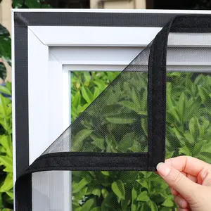 Black Mesh Anti-Mosquito Insect Screen Window, Hook-and-Loop No-Drill Installation, Easy to Remove and Wash, Suitable for Bedroom, Living Room, Balcony