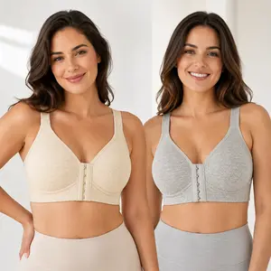 EssElegance 2/4 Pack Front Closure Push Up Bra Women Wire-Free Cross Back Lingerie Seamless Side Support Breathable Summer Intimates 2026