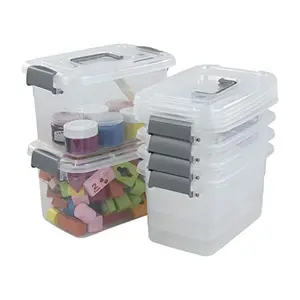 6Pack Clear Plastic Latch Storage Box with Lid 5 L Clear Storage Latch Bin