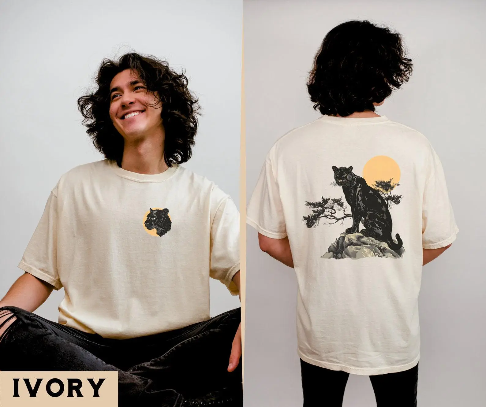 Vintage Black Panther Comfort Colors Tee, Artistic Panther Graphic T-Shirt, Boho Wildlife Shirt