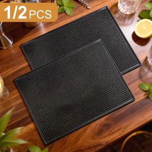PVC Rubber Dish Drying Spill Matting, 45x30x0.8cm, Heavy-Duty Bar Mat Pad, Anti-Slip Service Mat, Coasters, Ideal for Kitchens & Bars