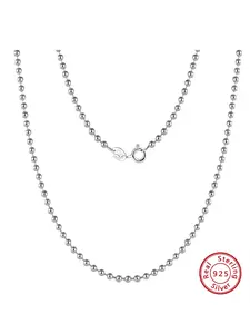 925 Sterling Silver 1mm Round Bead Chain Necklace, Minimalist Ball Beads Clavicle Chain for Men & Women Gift, Trendy Charm Necklaces