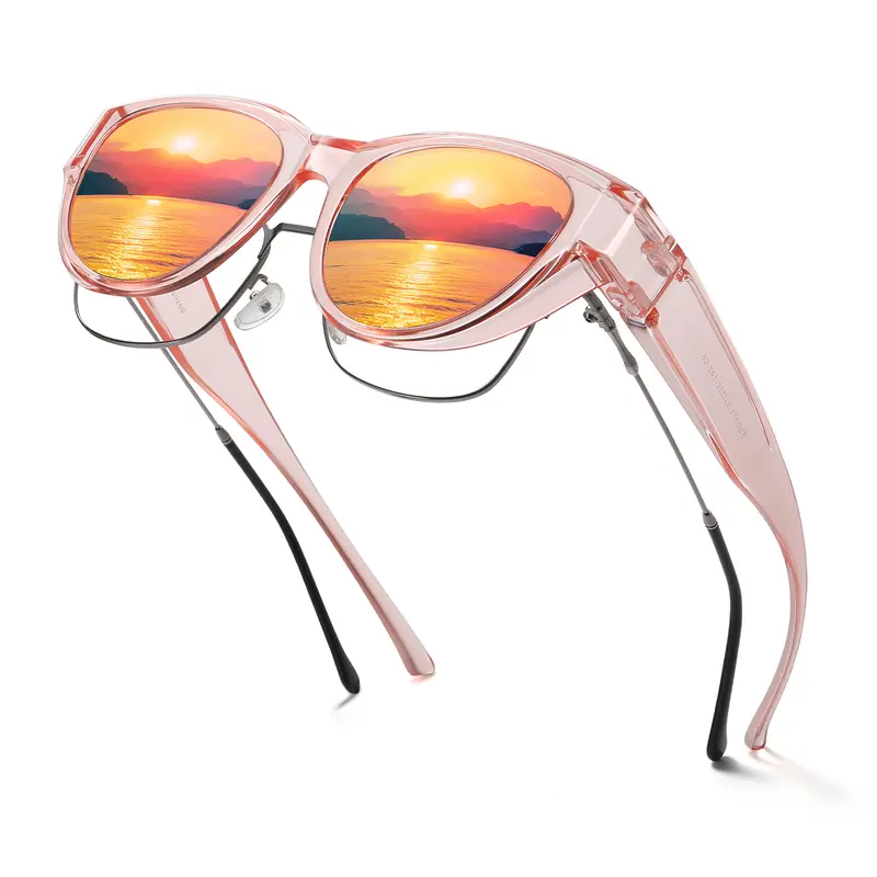 Summer Survivals HAOLOTA Fit Over Glasses for Women 9-Layer Polarized Lens UV400 Protection Trendy Round Cat Eye Shades Stylish Fashionable Eyewear