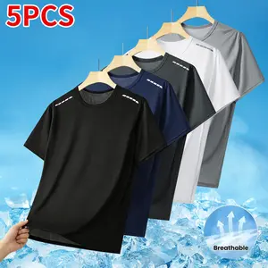 Men's Lightweight Performance Short Sleeve T-Shirt Set - 5 Pack, Quick Dry, Moisture-Wicking, Breathable Gym & Running Top