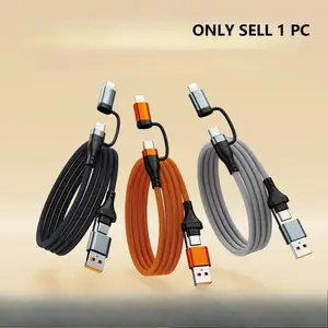 4 in 1 Magnetic Charging Cable 240W C-C Fast Charge Type C Charging Braided Durable Compatible with iPhone Huawei Samsung All Mobile Phones