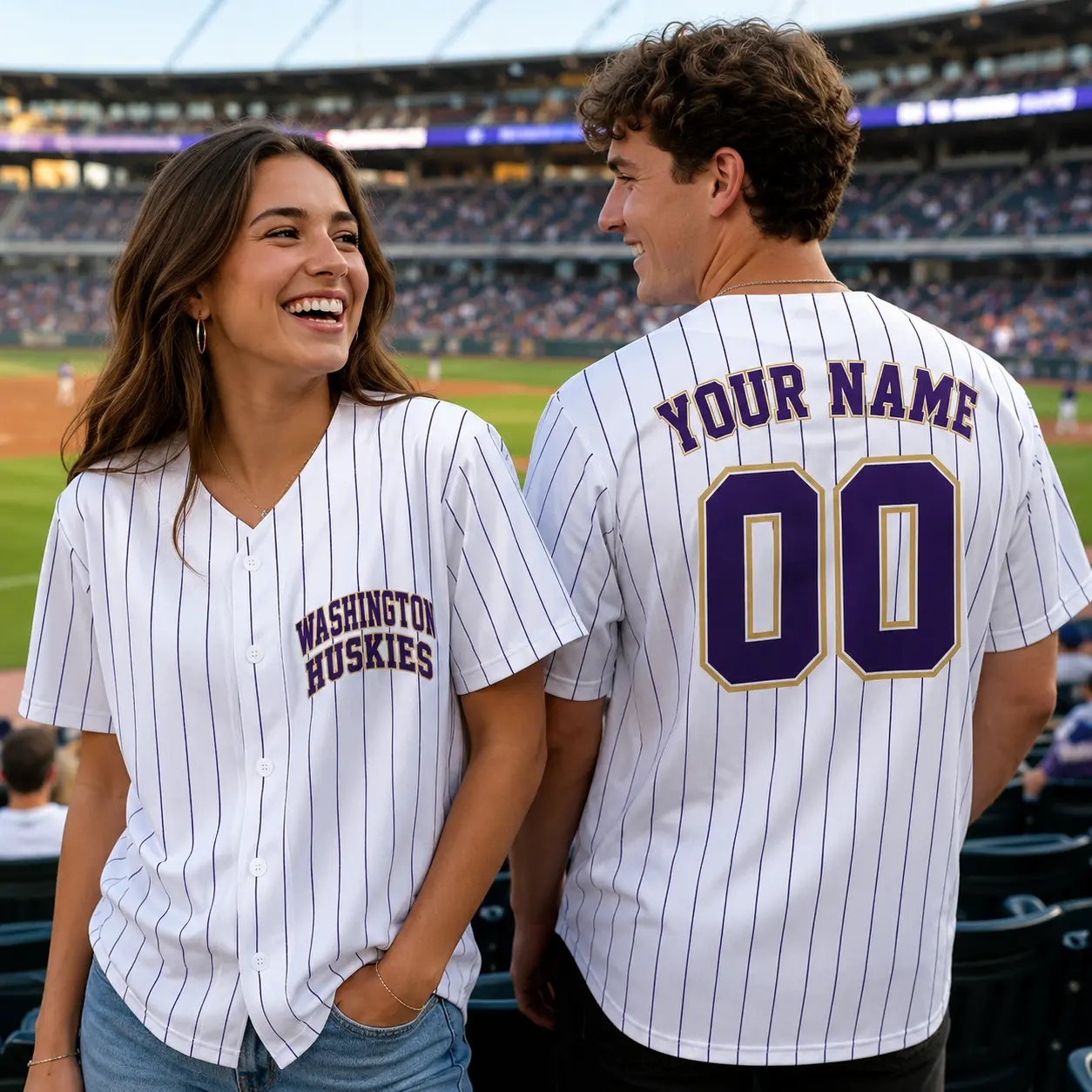 Custom Baseball Jersey Personalized Name Number White Pinstripe Button Down Jersey College Inspired Fan Shirt Game Day Uniform Breathable Athletic Apparel Unisex Gift For Baseball Fans