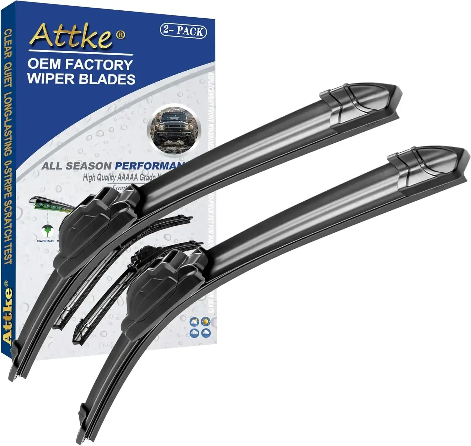OEM Quality Front Windscreen Wiper Blades for Honda Odyssey 2005-2020/Civic 2010-2015/Toyota Venza 2009-2015 (26″+22″ Front Windshield Wiper Blade Set)