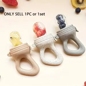 Baby Fruit Feeder Pacifier, Silicone Baby Fruit Feeder Pacifier with Lid, Baby Fruit Food Feeder, Baby Essentials, Feeding