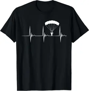 100%cotton Skydiving Heartbeat Skydiver Skydive EKG Pulse Jump T-Shirt T-Shirt Top Vintage