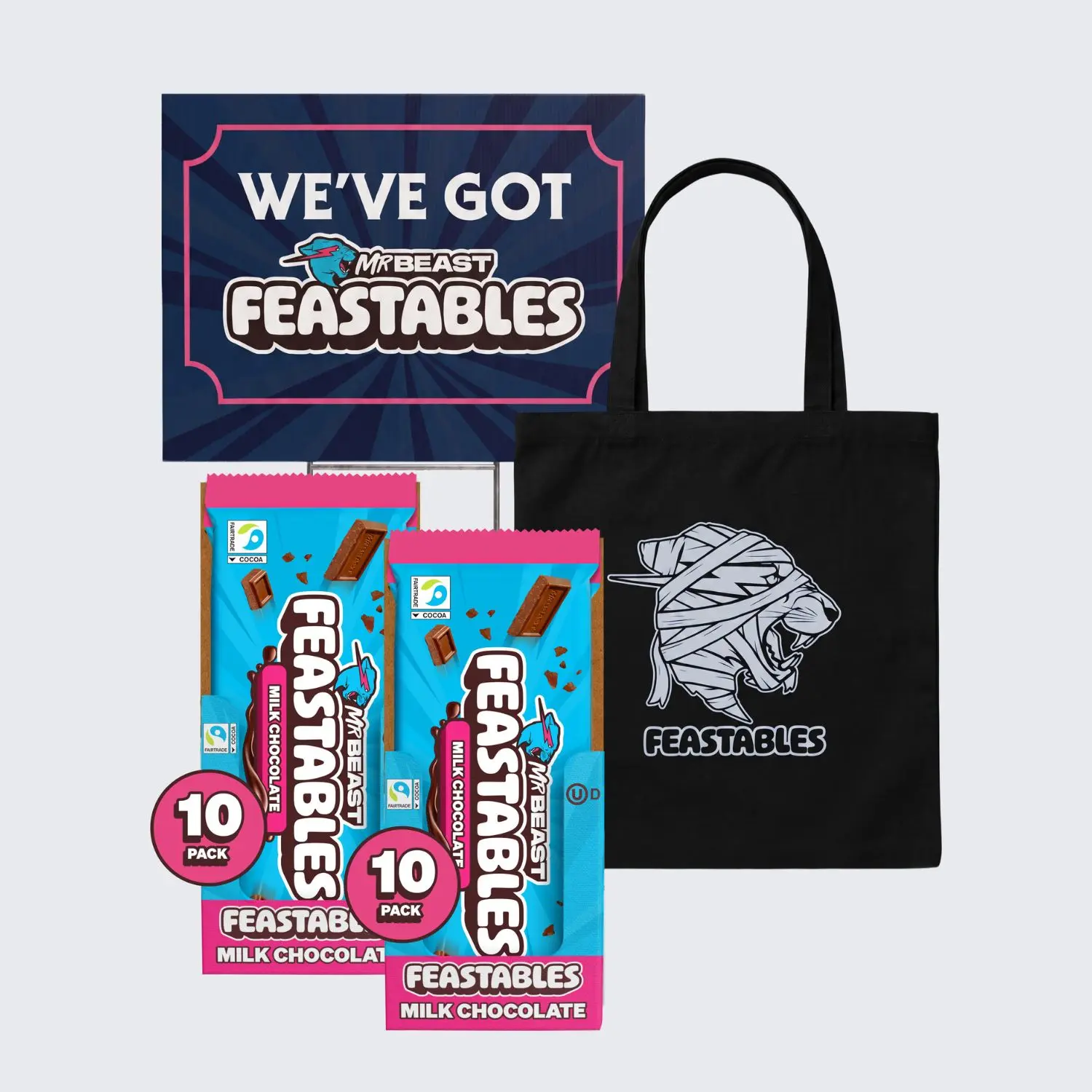 Feastables by MrBeast King Size Halloween Trick or Treat Bundle - King Size Chocolate Bar Candy for Adults & Kids, Cocoa Sweet & Crunchy Snack, Fairtrade Certified, Kosher, Perfect for Halloween or Seasonal Snacking