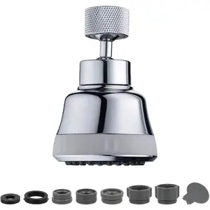 Faucet Aerator Faucet Sprayer Attachment, Kitchen Faucet Head Replacement with 4 Spray Modes, 360° Swivel Faucet Extender Anti-Splash Sink Sprayer Faucet Nozzle Head (Silver)