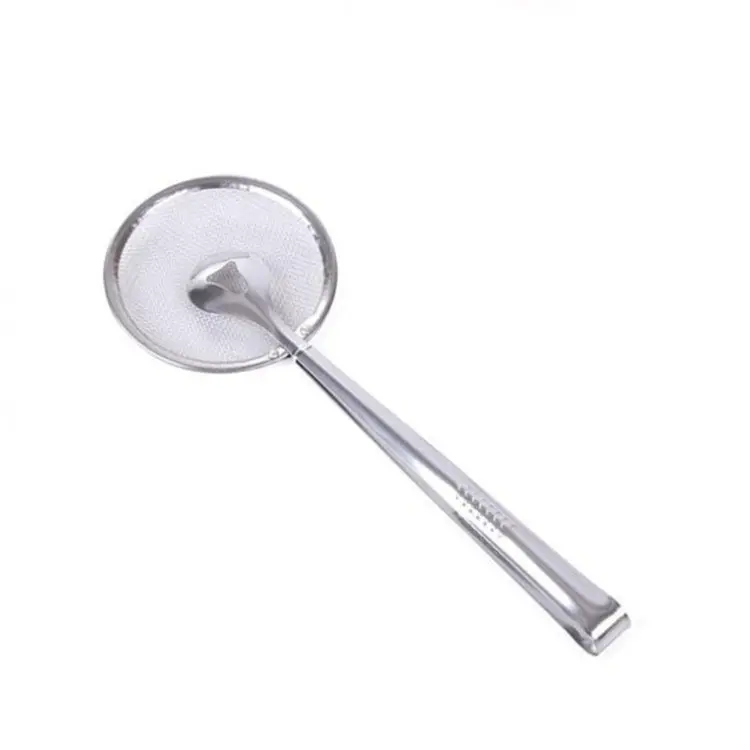 Sturdy Stainless Steel Kitchen Utensils Set (1-2 PCS) - Plastic-Free, Rust-Resistant Kitchenware with Cooking Tong, Draining Strainer Basket, Filter Mesh Spoon, Oil Drainage Strainer, Round Frying Spoon Colander for Home Use