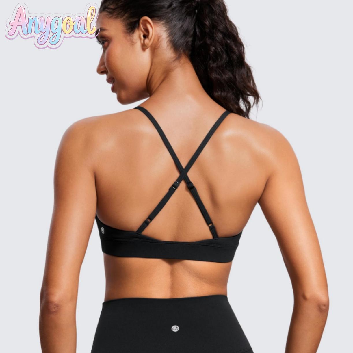 ANYGOAL  Women's bikini top,  tankini swimsuit top, black beach and pool swimwear top, summe swimsuits bikinis swim top Women's Black Criss Cross Swim Top | Trendy 2026 V-Neck