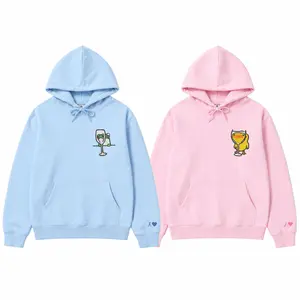 Custom Embroidered Frog and Duck Drinking Matching Hoodies for Couples – Cute Duck Design for Couple, Valentine Gift