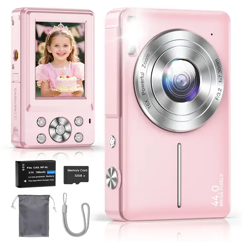 Digital Camera, FHD 1080P Camera, Digital Point and Shoot Camera with 16X Zoom Anti Shake,Suitable for teenagers and beginners,Holiday Gifts Handycam Pink,Holiday gifts, Christmas
