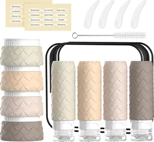 16 Pack Travel Bottles for Toiletries, TSA Approved Travel Size Toiletries Containers Set,   Leak Proof Refillable Bottles Stackable  Jars Accessories Kit W/Clear Bag(Cream)